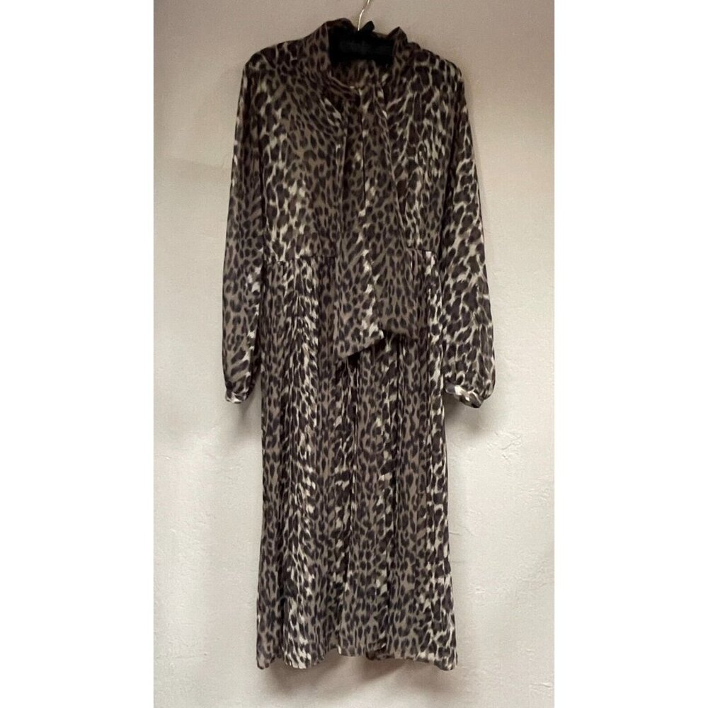 Banana Republic Brown and Black Leopard Midi Dress